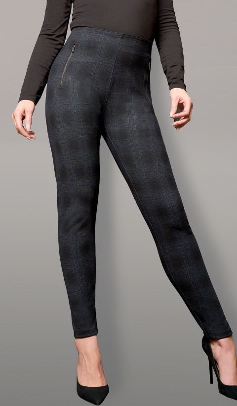 Pinns Navy and Black Check Pull Up Legging